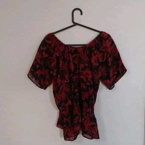 Red &amp; Black Floral Blouse