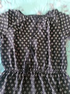 Black &amp; White Print Mini Dress