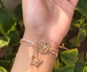 Handmade double layered chain charm bracelet