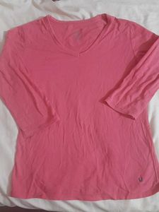 Pink V-Neck 3/4 Sleeve Top