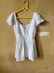 White V Neck Peplum Top