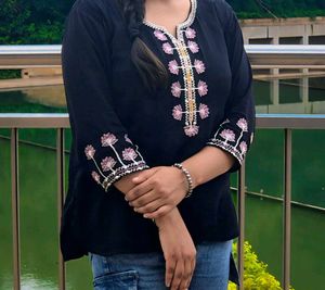 Embroidered Black Top