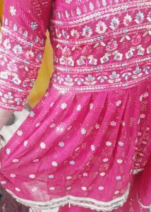 Pink Embroidered Anarkali frock.
