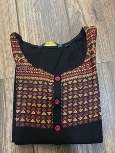 Black Kurti With Red Combination (Size M)