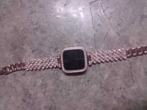Jeweled Digital Watch with Green Face