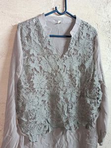 Trendy Summer Fashion Lace Top Long Grey