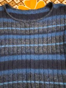 Blue Striped Knit Top