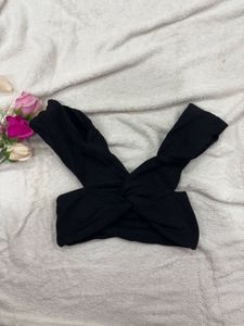 Black Twisted Ribbed Top