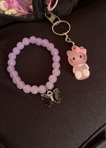 Beaded Bracelet With Cute Hello Kitty Keychain Com