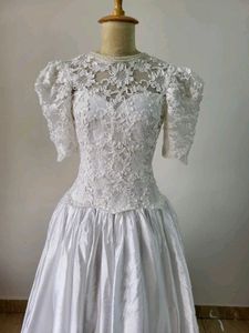 Vintage Lace &amp; Satin Wedding Gown