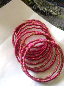 Pink And Gold Combination Bangles