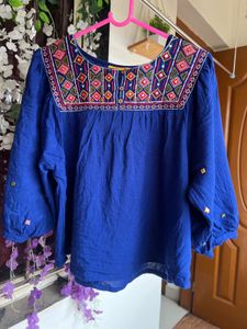 Blue Embroidered Blouse