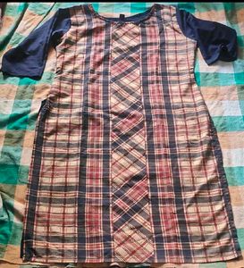 Vintage Plaid Crepe Kurti
