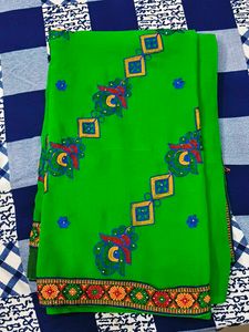 Green Embroidered Saree