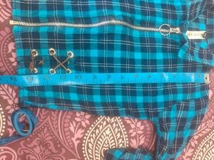Blue Zipper Top With Skirt