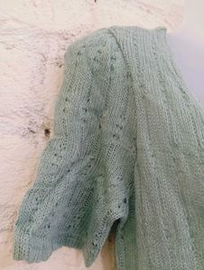 Mint Green Knit Cropped Cardigan