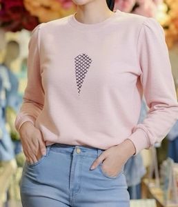 Pink Puff Sleeve Sweatshirt