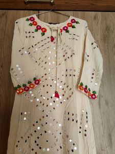 Party Wear White Kurti