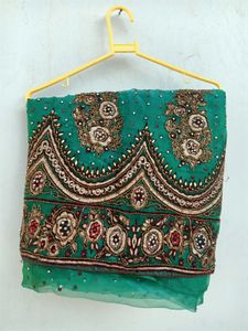 🎀💚Women Embroidered Wedding Wear Saree💚🎀