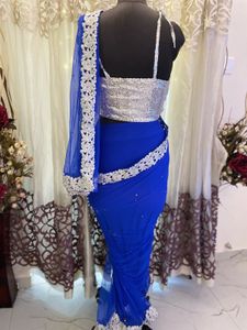 Elegant Blue Embellished Saree