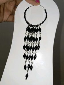 Black Beaded Dangle Earrings