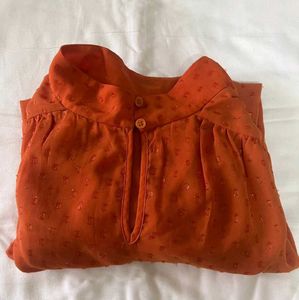 Elegant Rust Blouse | Women top | Medium | Organe