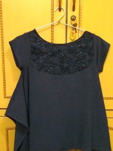 Beautiful Navy Blue Ponchu Style Top