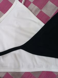 Black &amp; White Tie Tank Top