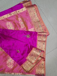Pink &amp; Gold Embellished Sari