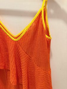 Beautiful Orange Top With Ruffle