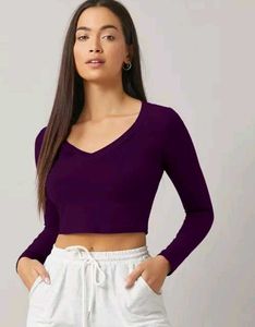 Purple Long Sleeve Crop Top