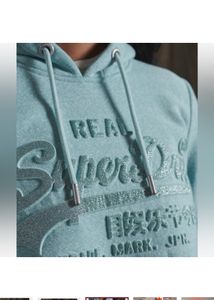 SUPERDRYBrand Embossed Hoodie with Kangaroo Pocket