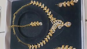 Golden And White Stones Necklace.