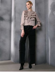 Shein Flounce Sleeve Textured Tailored Fit Layered