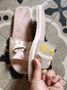 Cute Baby Pink Coloured Slippers For Women