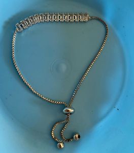 Silver Tone Baguette Stone Adjustable Bracelet