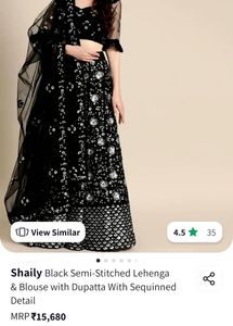 Black+Silver Sequins Lehenga, Choli &amp; Dupatta