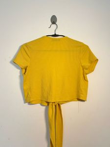 Yellow Tie-Back Crop Top