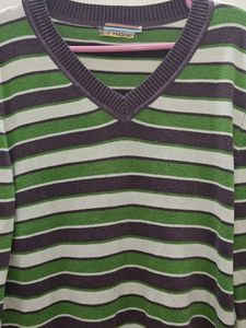 Striped V-Neck Pullover Sweater Unisex