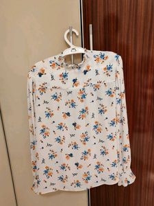 Blue And Orange Floral Ruffle Blouse - Allen Solly