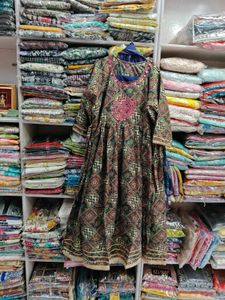 Embroidered Ethnic Print Dress