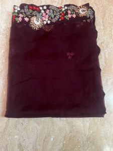 Elegant Black Embroidered Half Saree