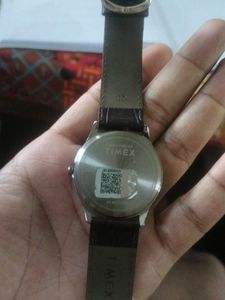 Dressy Brown Leather Timex Minimal Analog Watch