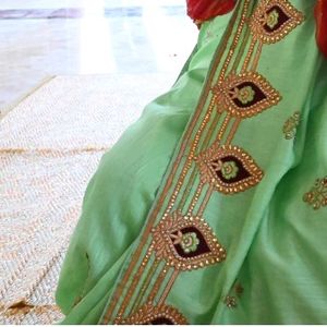Wedding Wear Saare With Stiching Blouse