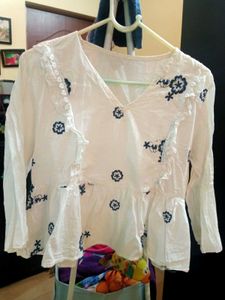 Embroidered Peplum Chikenkari Top