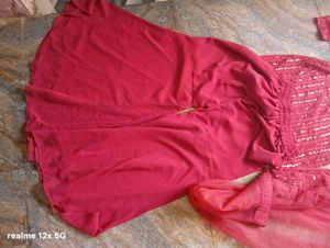 Red Sequin Sharara Dress