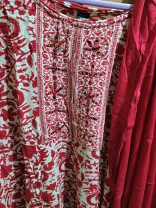 Red Printed Kurta Set