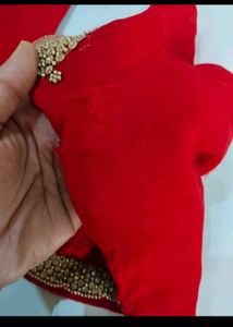 Elegant Red Embroidered Saree