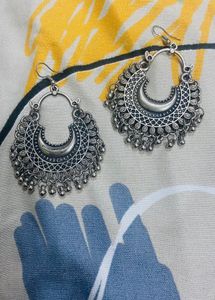 4 Silver Hoop Earrings with one ring