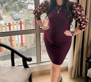 Burgundy Floral Puff Sleeve Dress